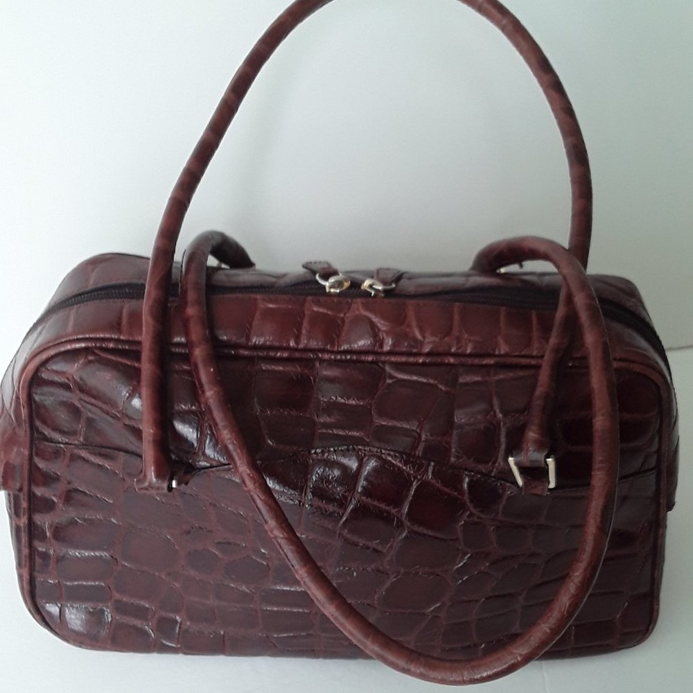 Leather Croc Embossed Handbag